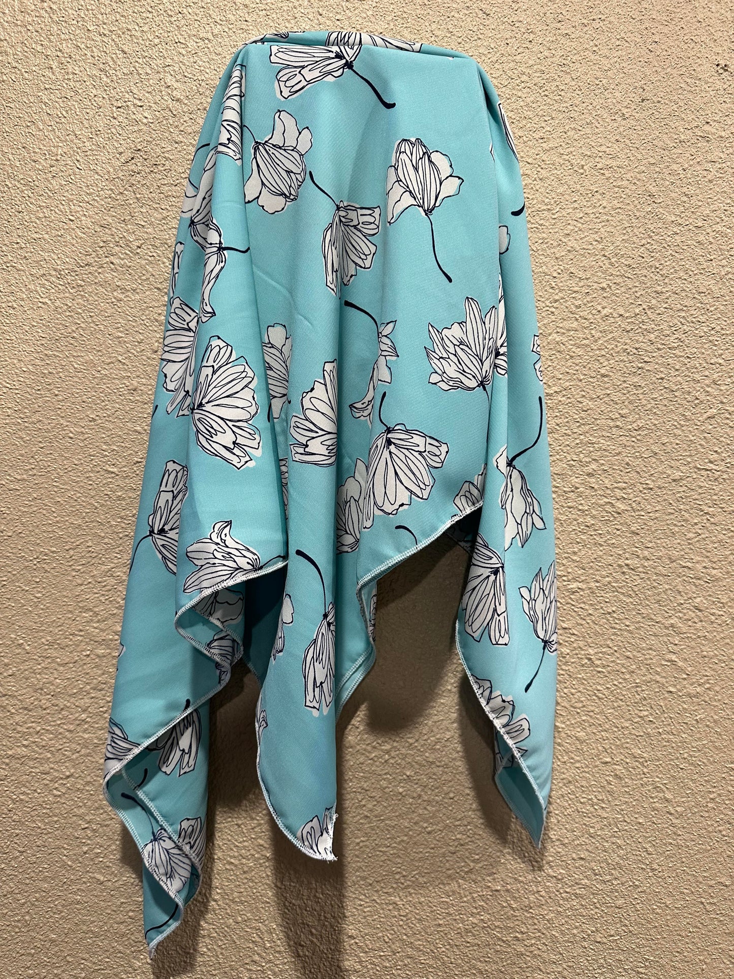 White Flowers on Light Blue