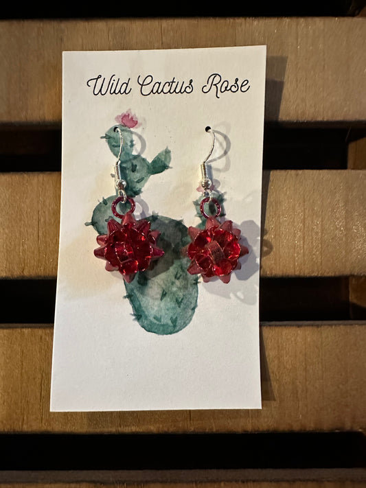 Red Christmas Bow Earrings