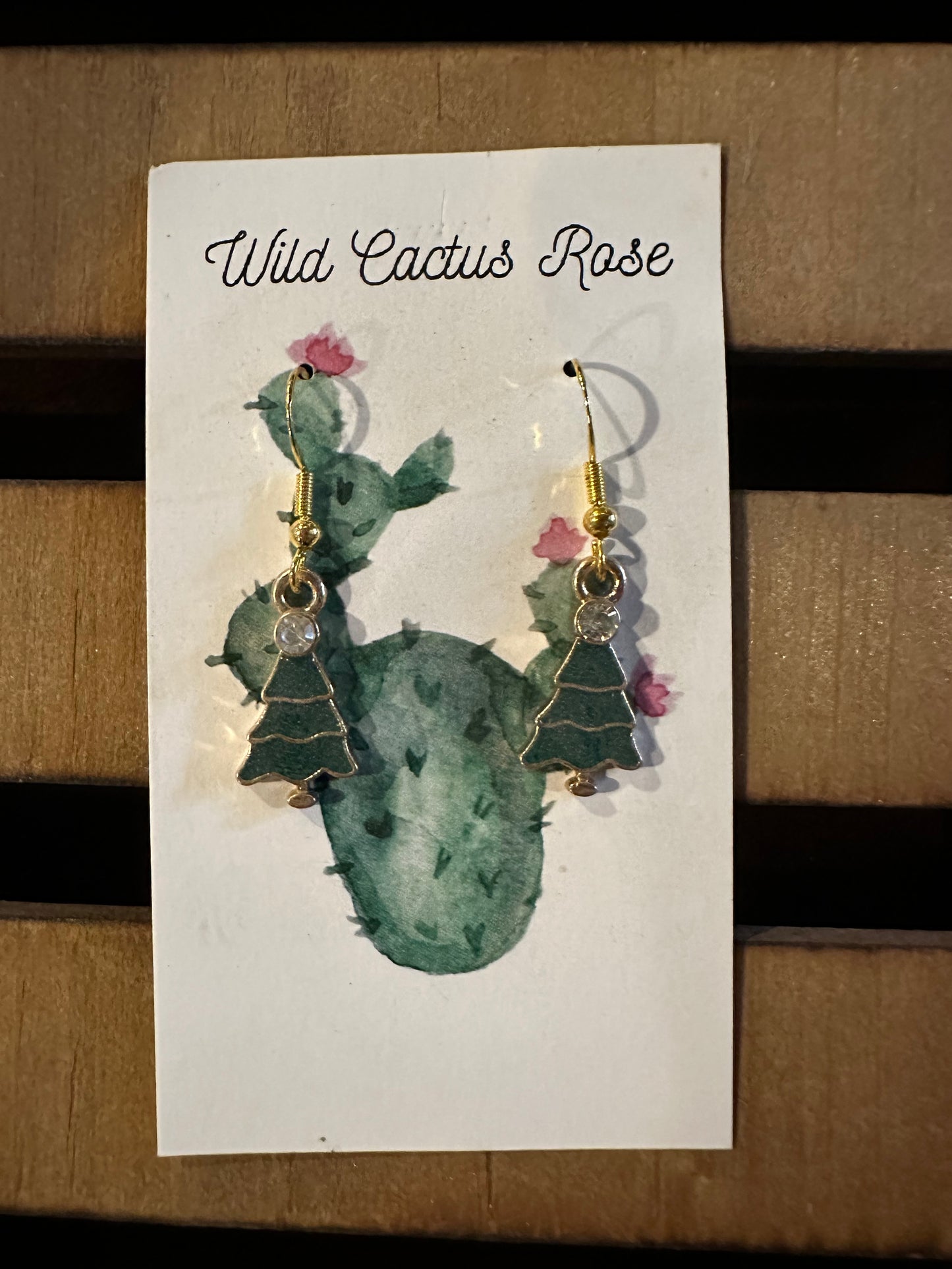 Green Christmas Tree Earrings