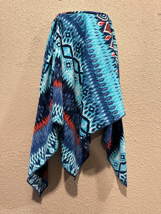 Blue and red tribal aztec